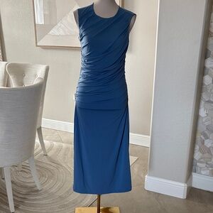 Ann Taylor Blue Draped Midi Dress